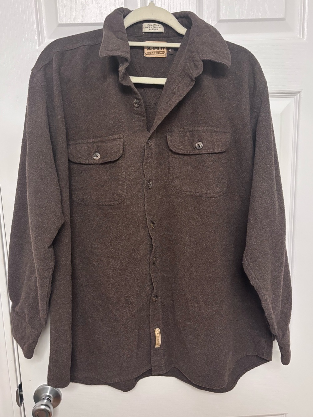 Schmidt Workwear 100 percent cotton Men’s Dark Brown Casual Button-Down Shirt